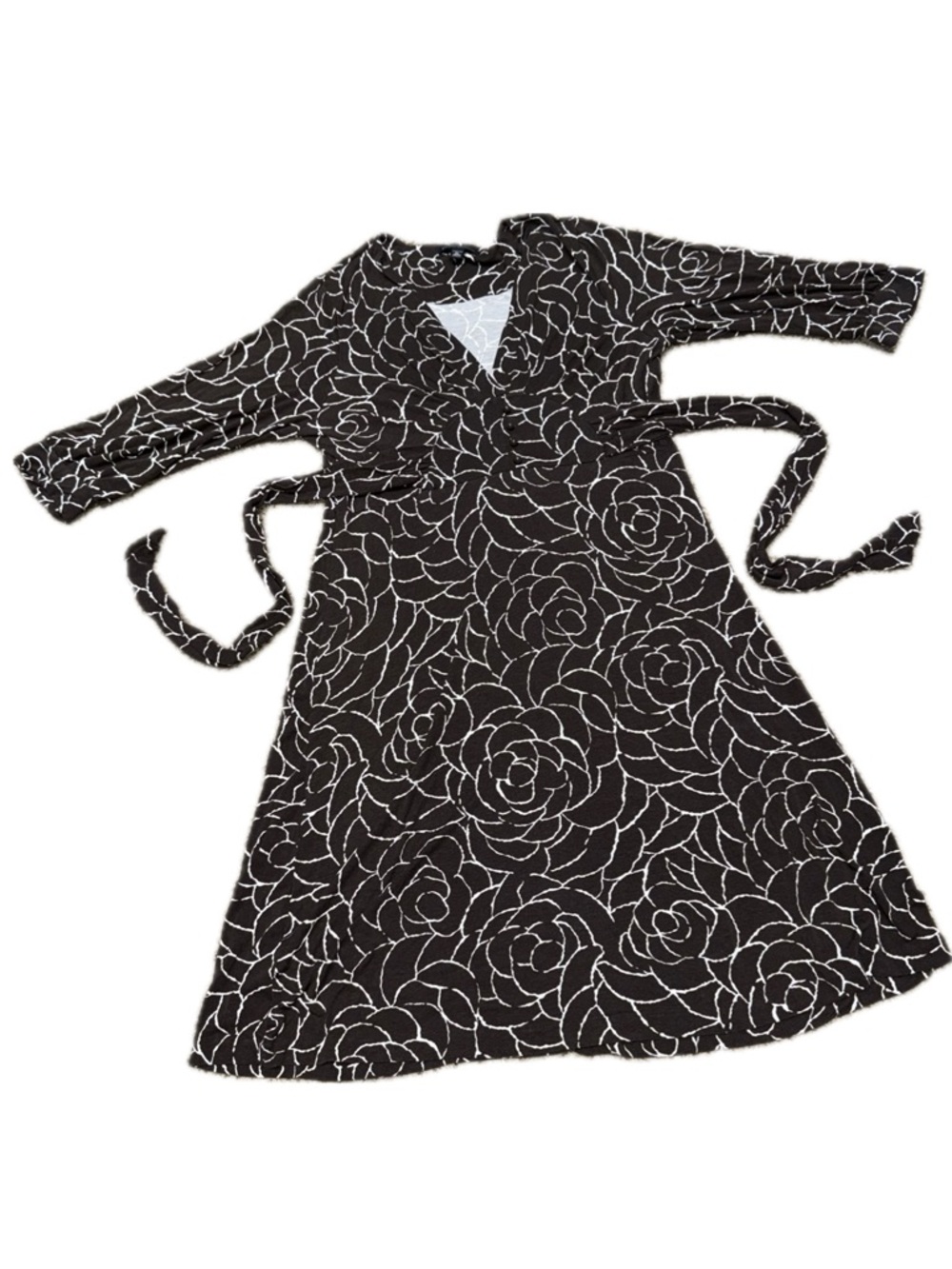 👗🌹 BANANA REPUBLIC Women’s Stretch Faux Wrap Dress Brown Floral XL